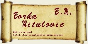 Borka Mitulović vizit kartica